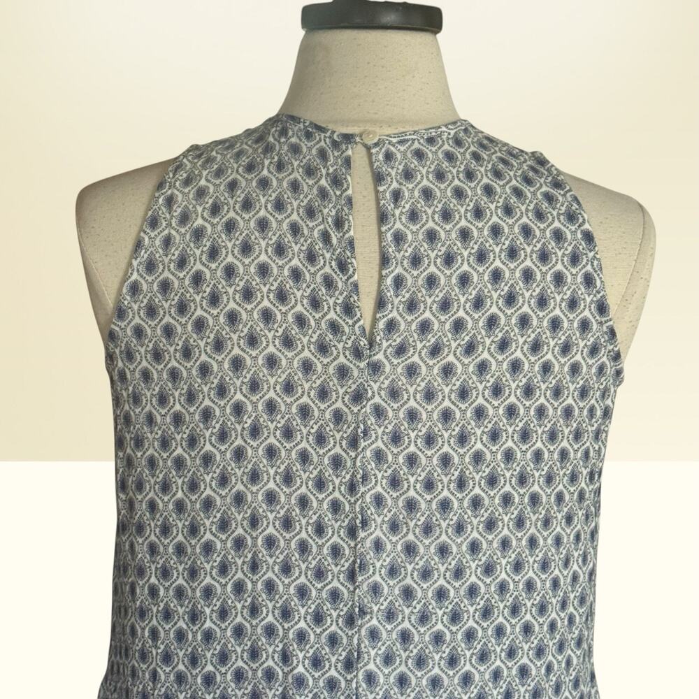 Ann Taylor Maxi Dress Sz XS 38" Bust Cotton Blue Tiny Paisley Print Pockets Boho - Picture 7 of 10